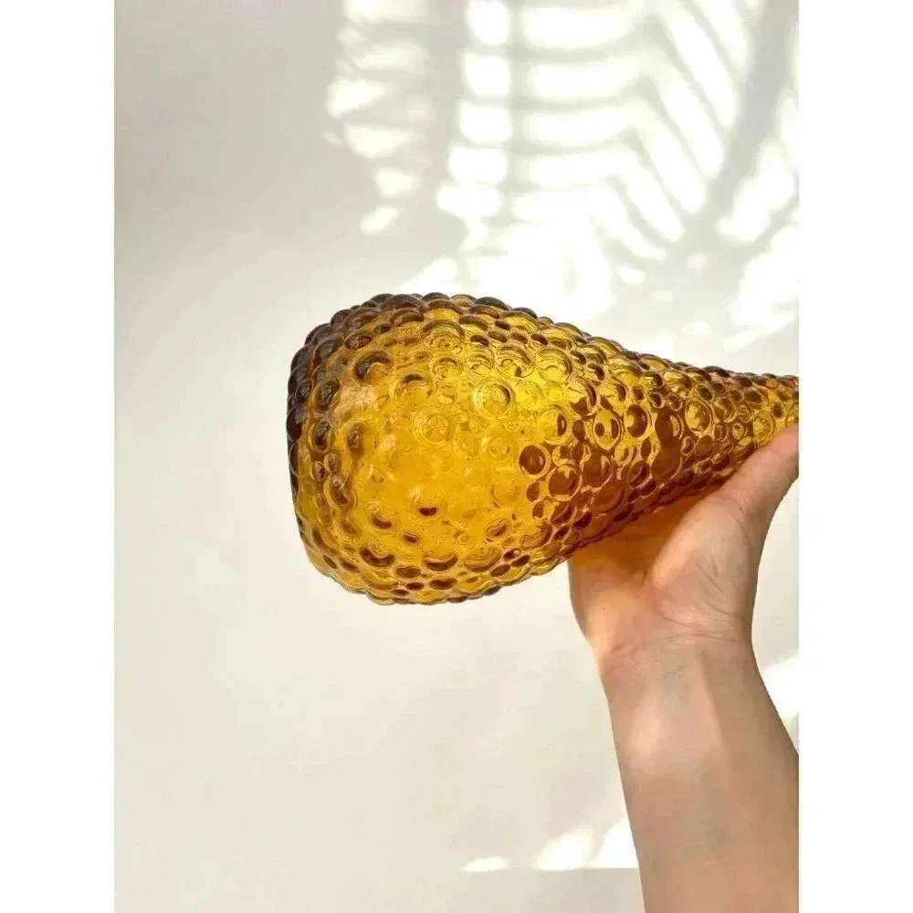 Vintage Amber Empoli Bubble Genie Decanter Bottle - Midcentury Modern